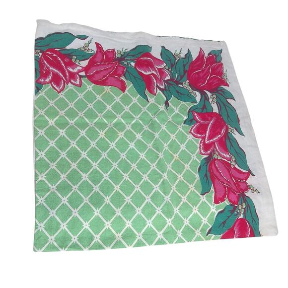 Vintage Floral Pillowcase Made From Tablecloth - Picture 1 of 8